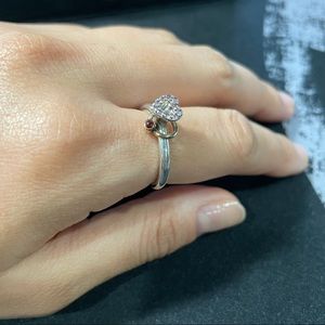 [Pandora] Pink Zirconia Heart Stacking 14k gold halo Ring sz 7